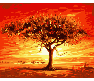 Zlaté slnko Afriky 40x50cm - vypnuté plátno na rám